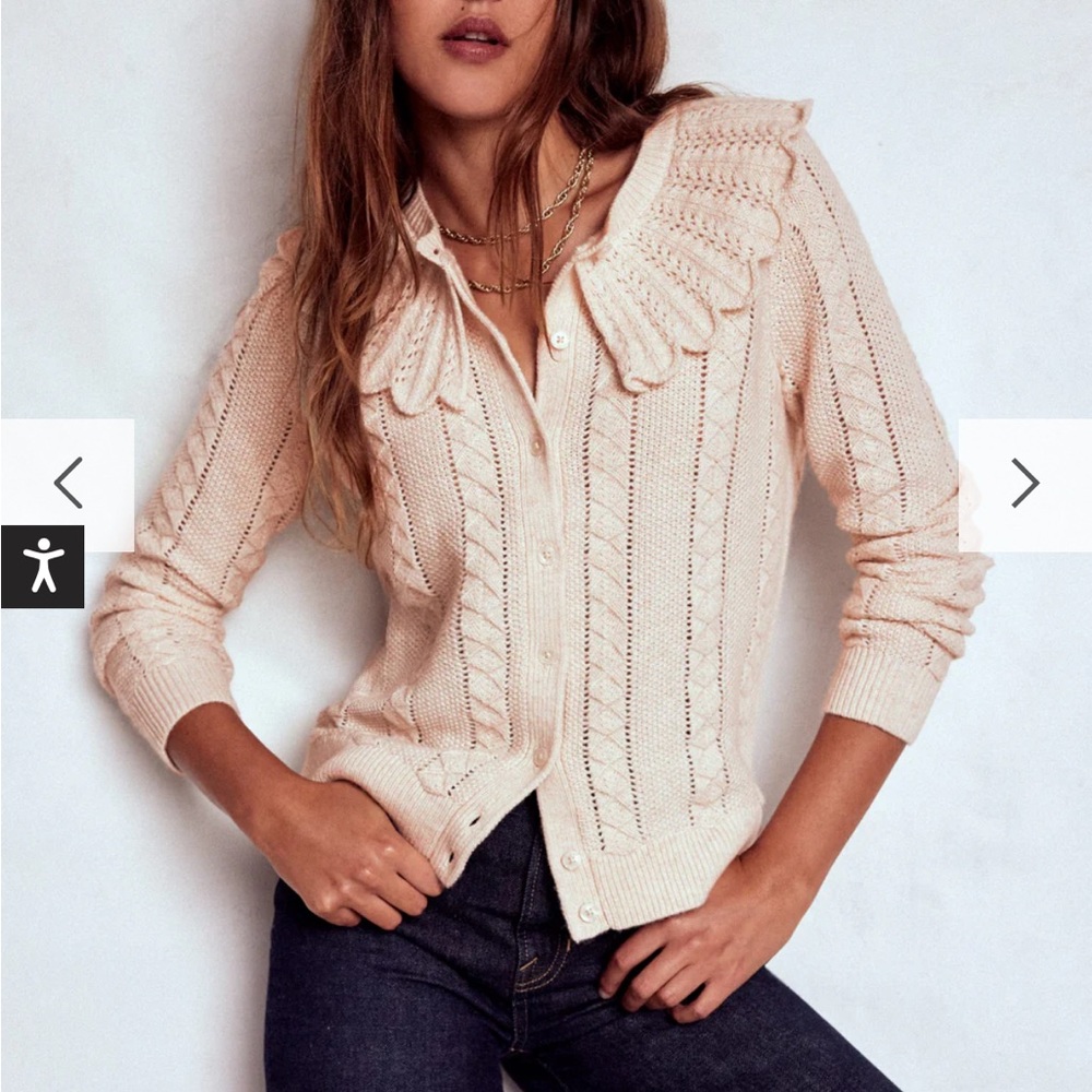BODEN Scallop Collar Cardigan NWT size L